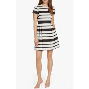 NWT 1901 Size 8 Stripe Short Sleeve Fit & Flare Dress MSRP $139